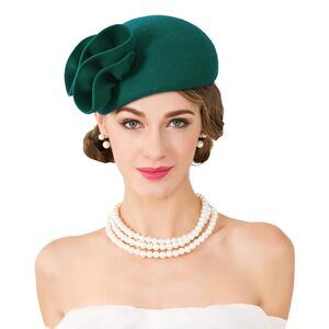 4415 Wool Felt Pillbox Fascinator Hats For Women Winter British Style